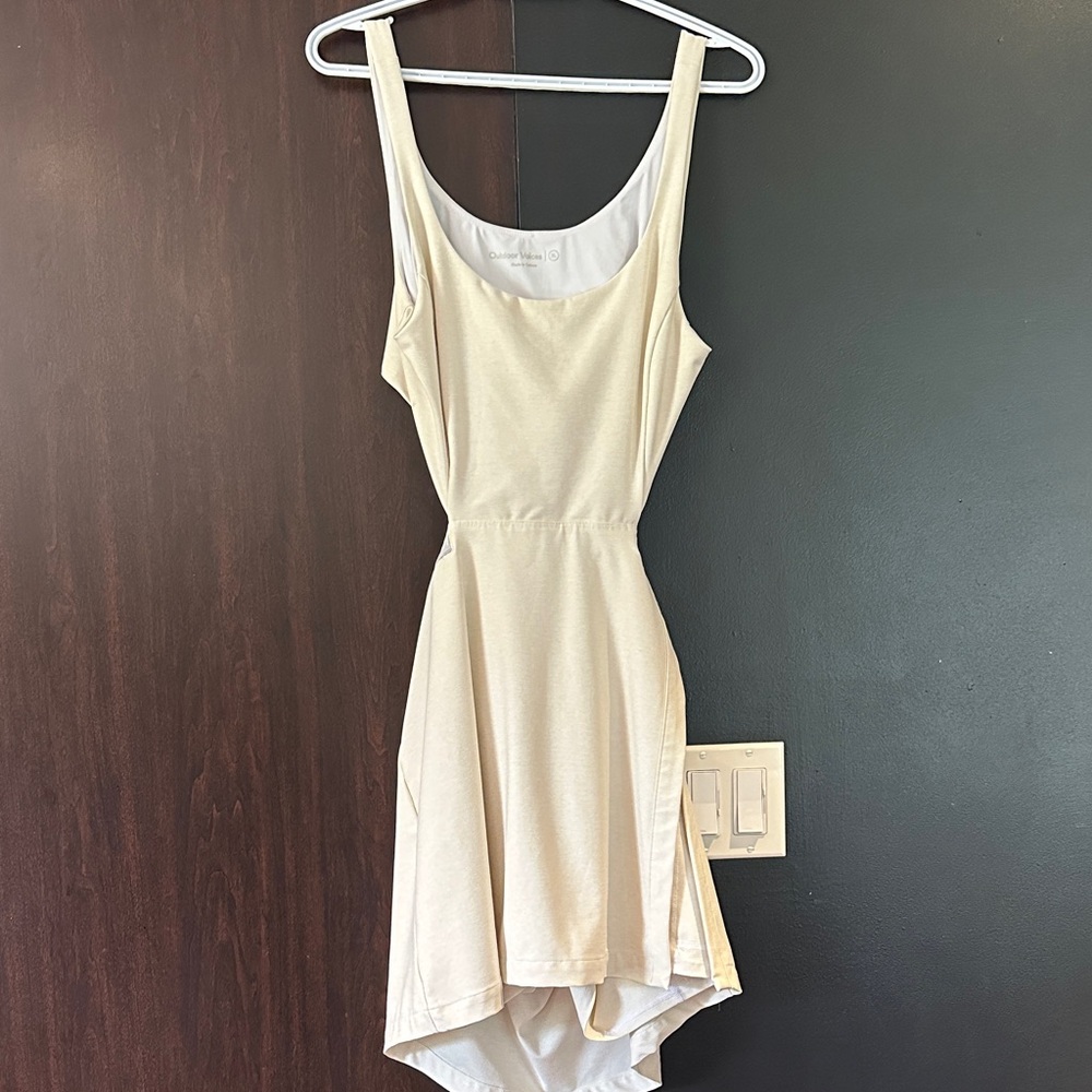 Outdoor voices Cream Scoop Neck A-Line Dress